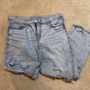 American Eagle Outfitters Light Gray Distressed Boyfriend Jeans